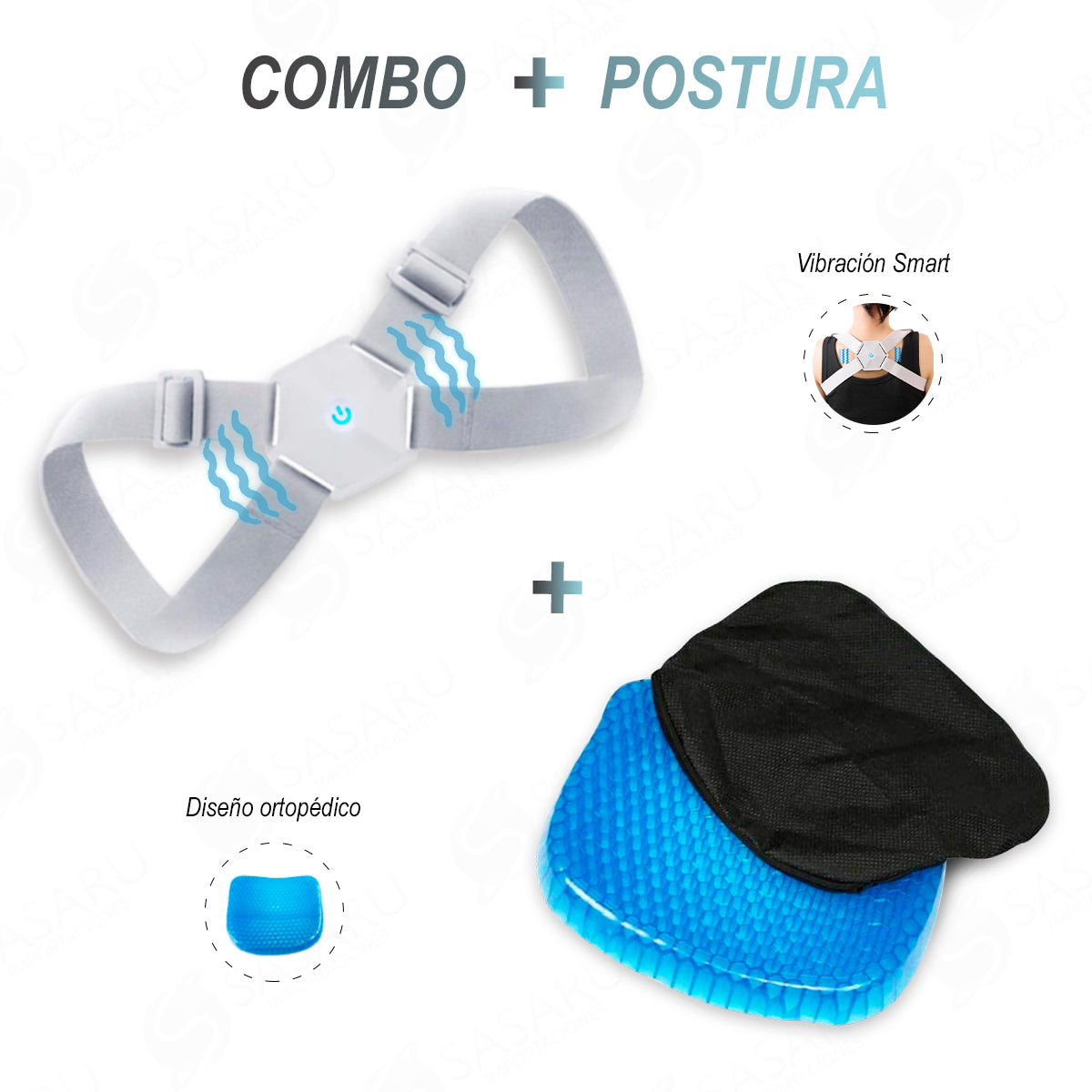 Corrector de Postura Smart Asiento Cojín Gel Ortopédico Flexible