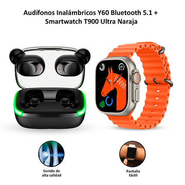 Audífonos Inalámbricos Y60 + Smartwatch T900 Ultra