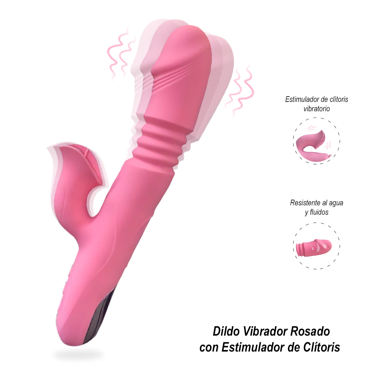 Dildo Vibrador Rosado con Estimulador de Clítoris