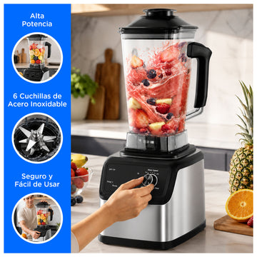 Licuadora Eléctrica de Alta Potencia 2600W 2.5L con 6 Cuchillas