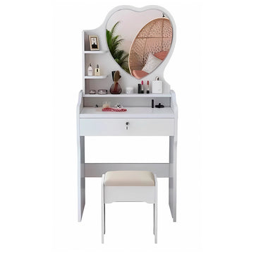 Tocador Maquillaje Espejo Corazón con Sillón