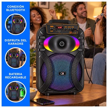Parlante Portátil de 10 Pulgadas Bluetooth Recargable con Karaoke