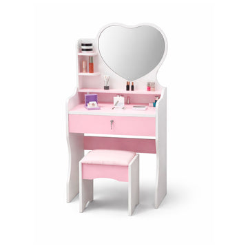 Tocador Maquillaje Espejo Corazón con Sillón
