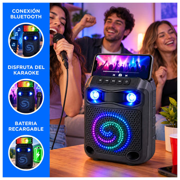 Parlante Portátil Inalámbrico 5 pulg con Micrófono Radio FM USB MicroSD y TWS