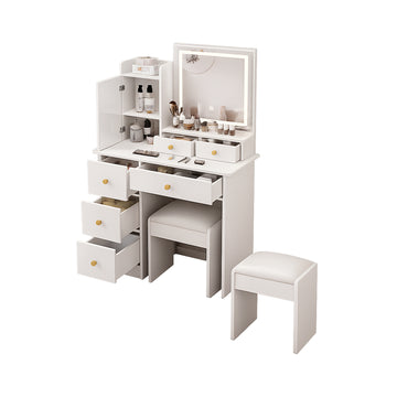 Tocador de maquillaje con Espejo Led y Asiento Cómodo