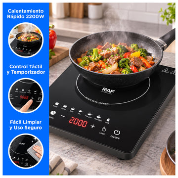Cocina de Inducción Portátil Digital 2200W con Panel Táctil