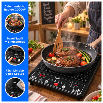 Cocina de Inducción Portátil 2000W con Superficie Cerámica