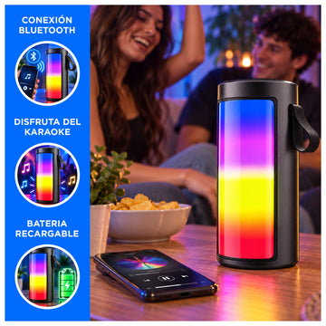 Parlante Portátil Inalámbrico 5W con Luces LED, Radio FM y TWS