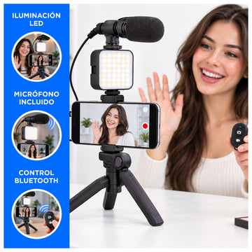 Kit Profesional de Grabación para Smartphone con Luz RGB y Micrófono