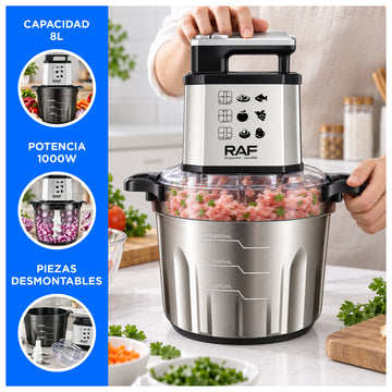 Procesador de Alimentos Eléctrico 8L 1000W con Cuchillas de Acero