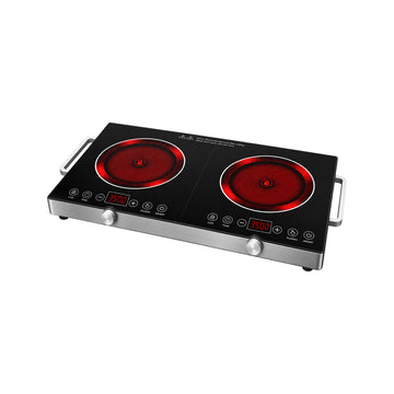Cocina Eléctrica Infrarroja Doble Hornilla 7000W con Control Digital