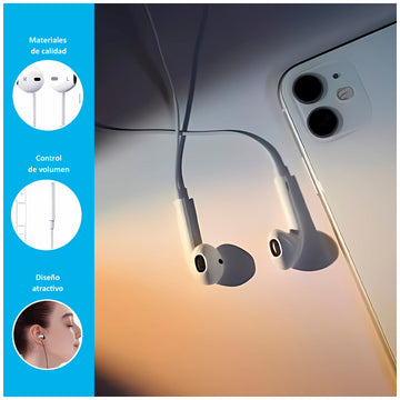 Audífonos Earphones S852t Tipo USB-C de 1.2m | Blanco