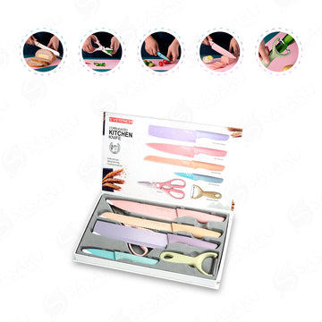 Kit de Cuchillos Recubrimiento Cerámica Colores Pastel