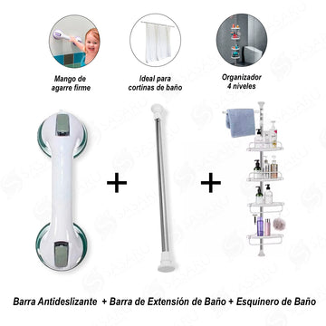 Barra de Extensión de Baño + Esquinero de Baño + Barra Antideslizante