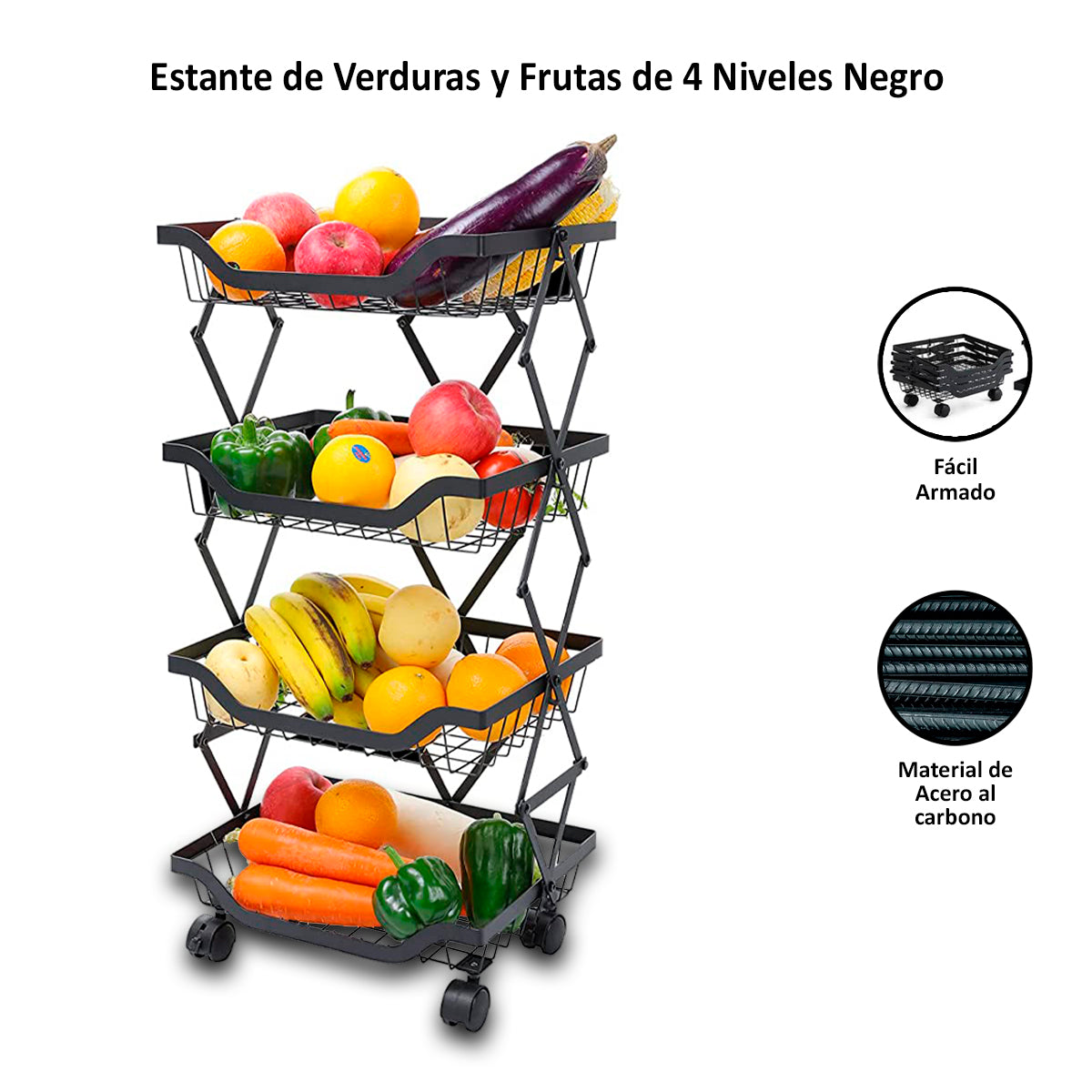 Estante de Verduras y Frutas de 4 Niveles