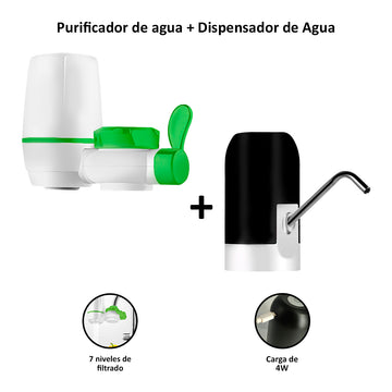 Filtro Purificador de Agua para Grifo + Dispensador de Agua Automático Recargable