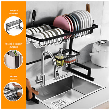 Rack Organizador de Platos + Tacho de Basura Plegable