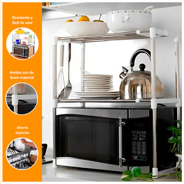 Rack Organizador de Platos + Organizador de Microondas 2Nvl