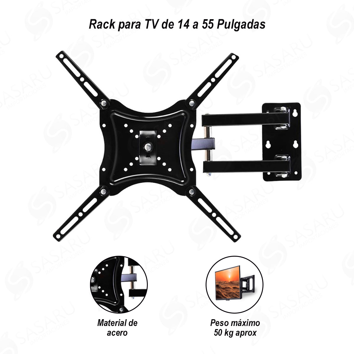 Rack para TV de 14"- 55" con brazo movible Negro