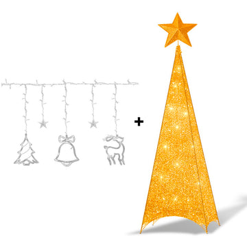 Arbol de Navidad Triangular 1.8mt con Luces Led 6 Diseños