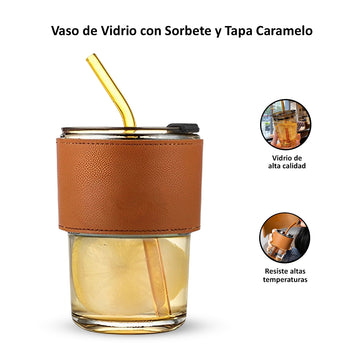 Vaso De Vidrio Con Sorbete y Tapa