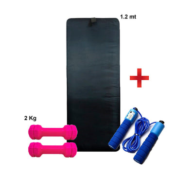 Combo Colchoneta 1.2 mt + Par de Mancuernas Fucsia + Salta Soga